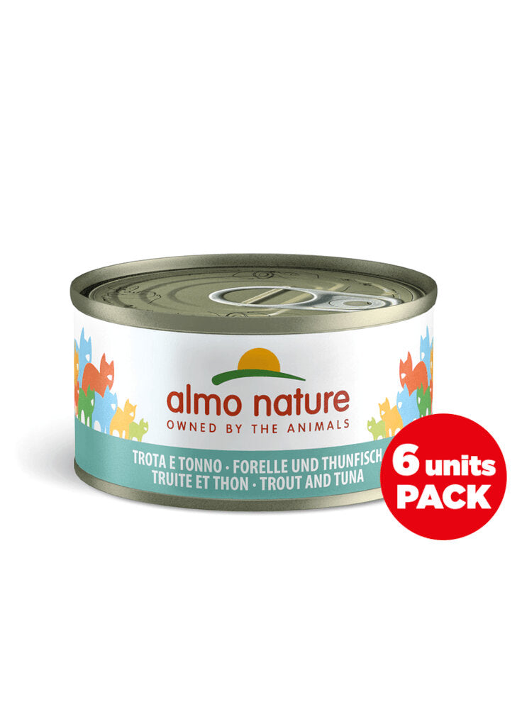 Almo Nature Mega Pack Wet Cat Food in Tins - Trout And Tuna - 6x70g