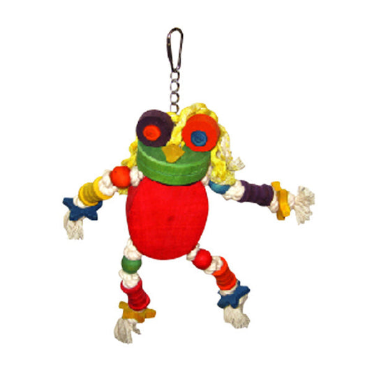 A & E Happy Beaks Silly Wooden Frog Bird Toy Bird