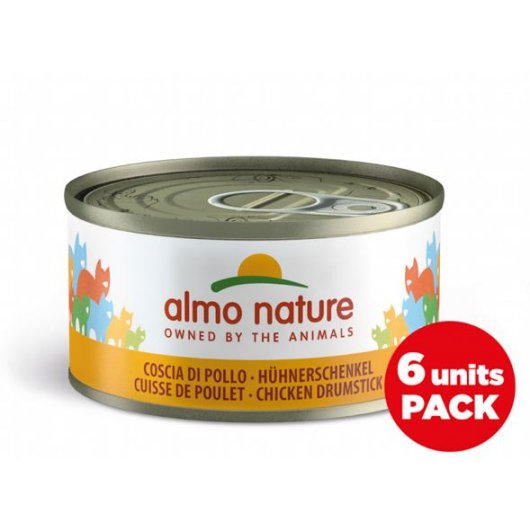 Almo Nature Mega Pack Wet Food Tins for Cats Chicken Drumstick 6 x 70g
