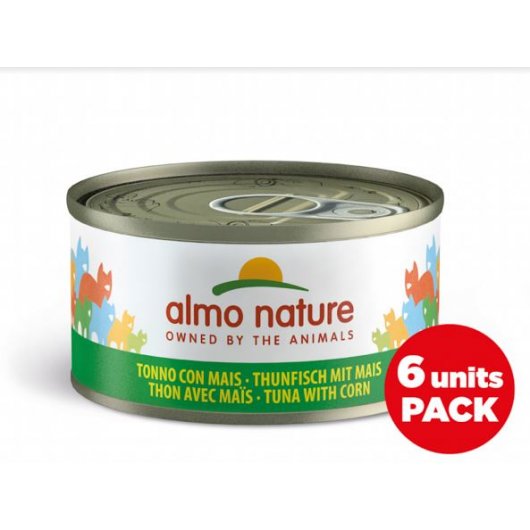 Almo Nature Mega Pack Wet Food Tins for Cats Tuna with Sweet Corn 6 x 70g