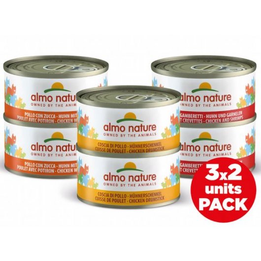 Almo Nature Multi Pack Wet Food Tins for Cats Chicken 6 x 70g